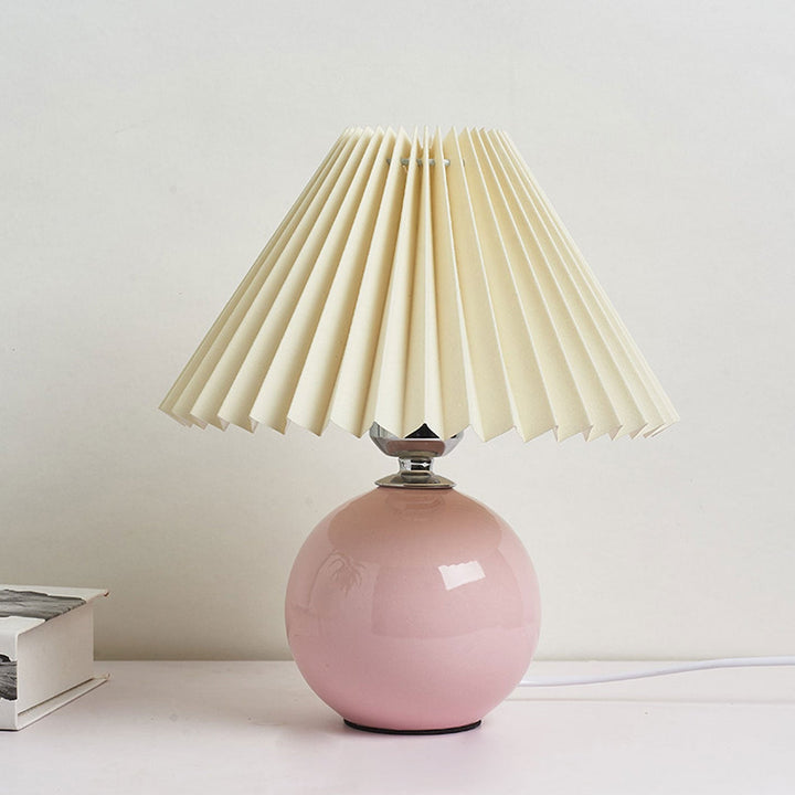 Nordic Minimalist Ceramic Table Lamp Pleated Shade 1-Light-Orizon Depot