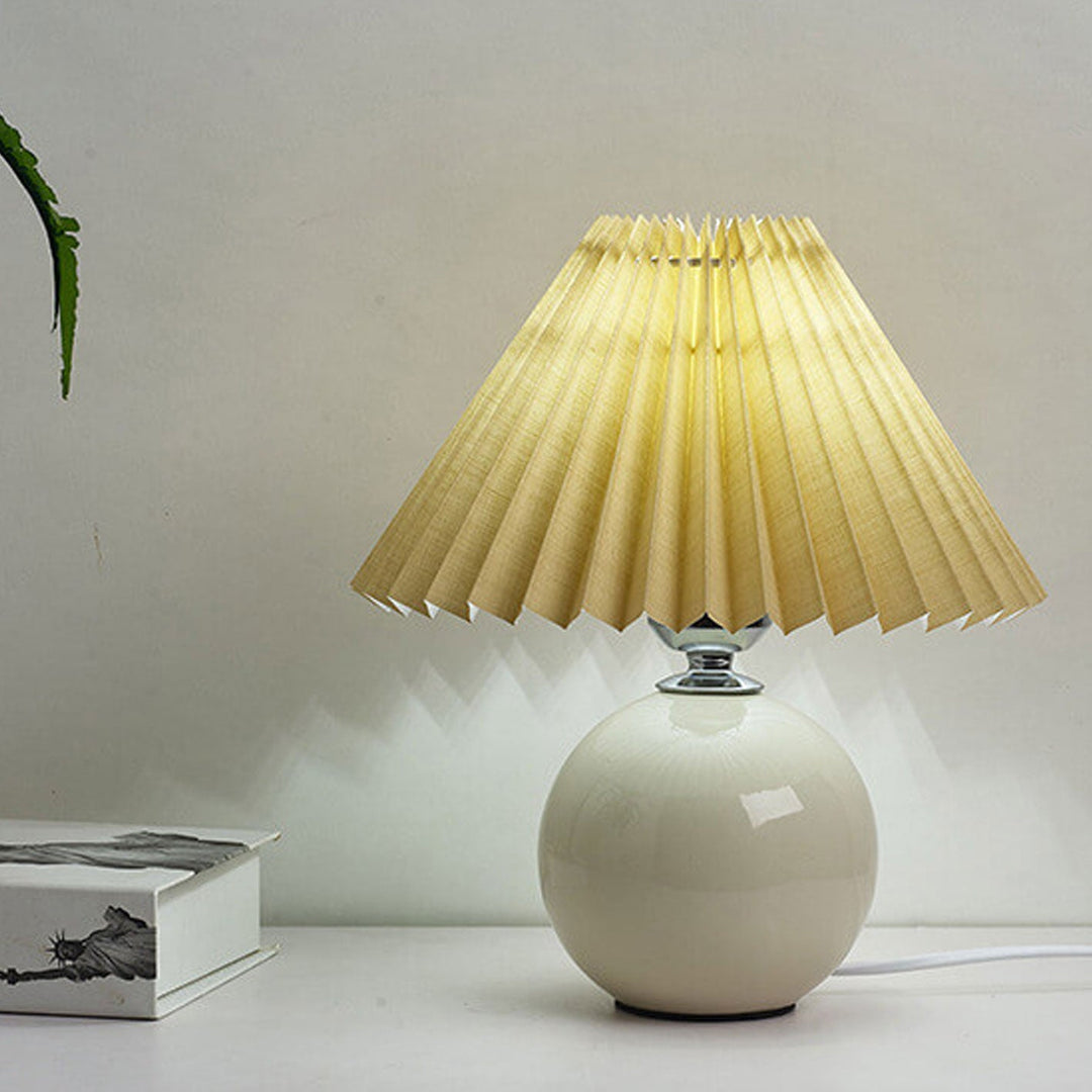 Nordic Minimalist Ceramic Table Lamp Pleated Shade 1-Light-Orizon Depot
