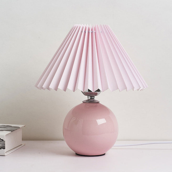 Nordic Minimalist Ceramic Table Lamp Pleated Shade 1-Light-Orizon Depot
