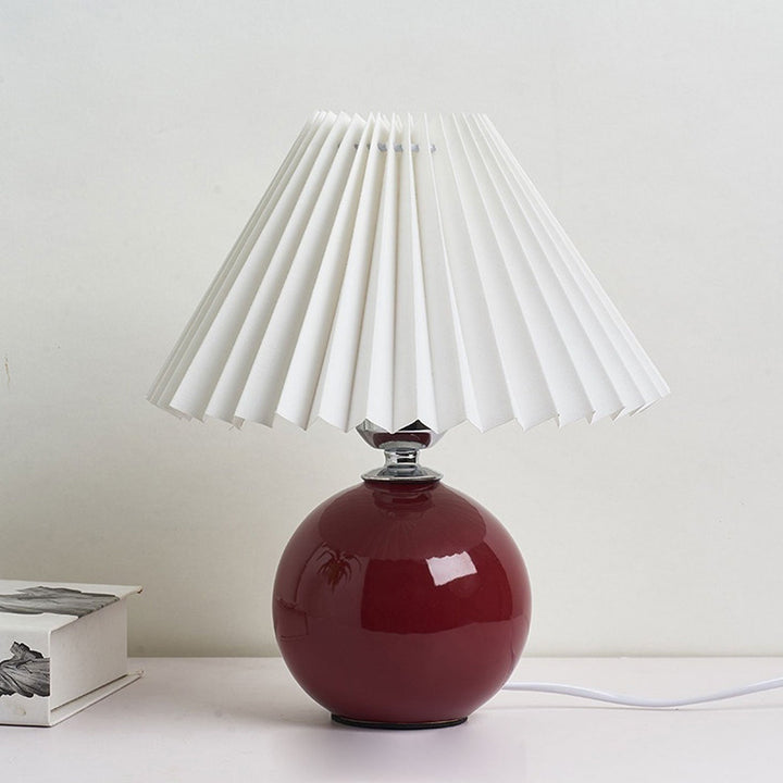Nordic Minimalist Ceramic Table Lamp Pleated Shade 1-Light-Orizon Depot
