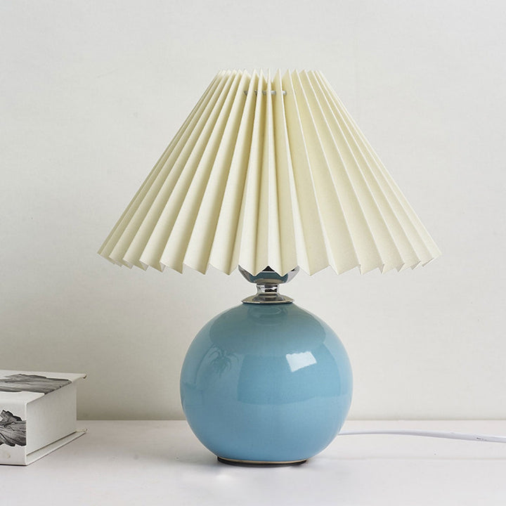 Nordic Minimalist Ceramic Table Lamp Pleated Shade 1-Light-Orizon Depot