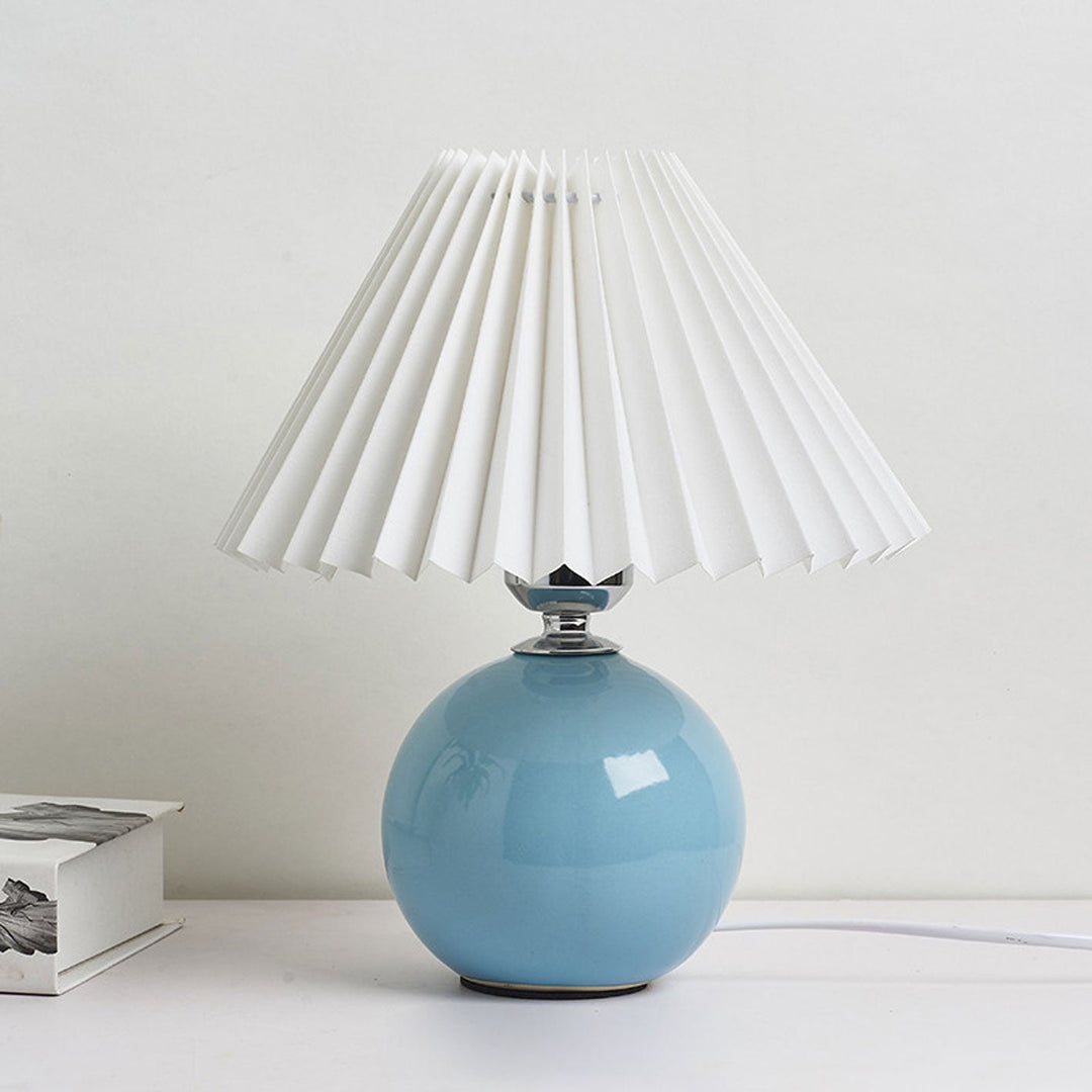 Nordic Minimalist Ceramic Table Lamp Pleated Shade 1-Light-Orizon Depot
