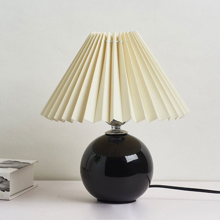 Nordic Minimalist Ceramic Table Lamp Pleated Shade 1-Light-Orizon Depot
