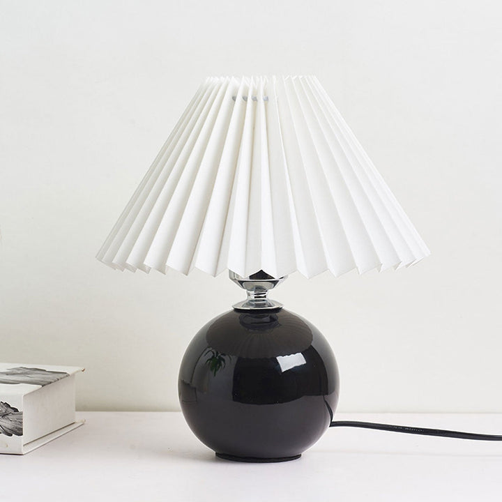 Nordic Minimalist Ceramic Table Lamp Pleated Shade 1-Light-Orizon Depot
