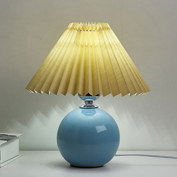 Nordic Minimalist Ceramic Table Lamp Pleated Shade 1-Light-Orizon Depot
