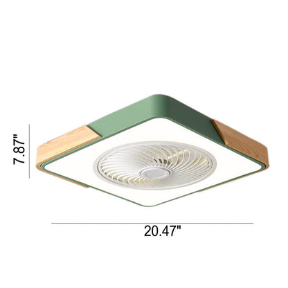 Nordic Minimalist Square Wood LED Ceiling Fan Light Fixture-Orizon Depot
