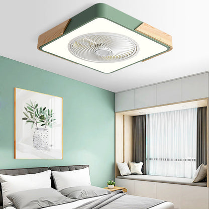 Nordic Minimalist Square Wood LED Ceiling Fan Light Fixture-Orizon Depot