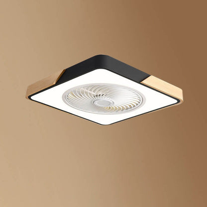 Nordic Minimalist Square Wood LED Ceiling Fan Light Fixture-Orizon Depot