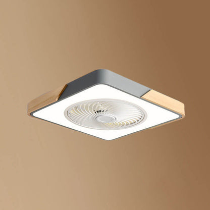 Nordic Minimalist Square Wood LED Ceiling Fan Light Fixture-Orizon Depot