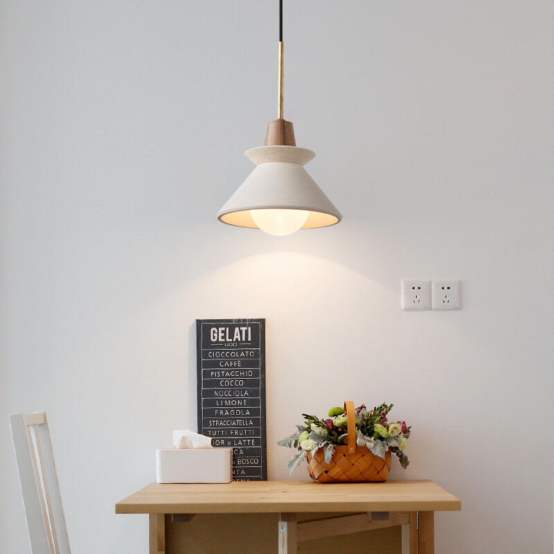 Nordic Minimalist White Cement Tapered Pendant Lamp-Orizon Depot