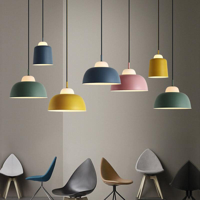 Nordic Modern Creative Macaron Aluminum 1-Light Dome Pendant Lamp-Orizon Depot