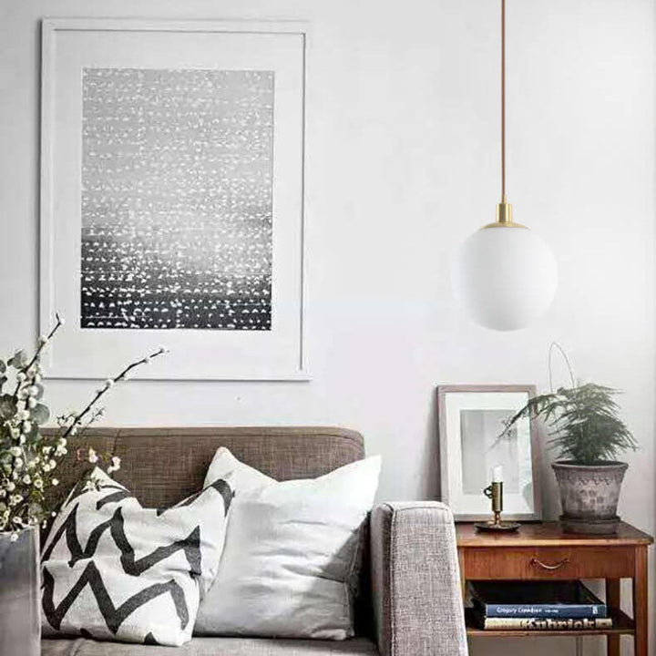 Nordic Modern Minimalist White Orb One-Light Pendant Lamp-Orizon Depot