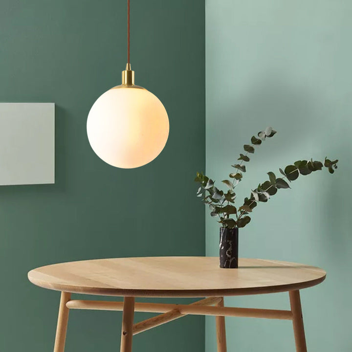Nordic Modern Minimalist White Orb One-Light Pendant Lamp-Orizon Depot