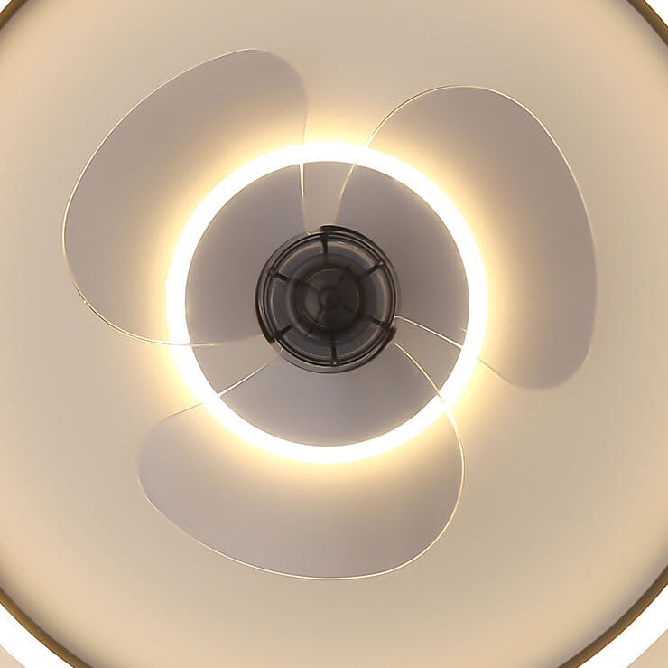 Nordic Simplistic Round Invisible LED Flush Mount Ceiling Fan Light-Orizon Depot