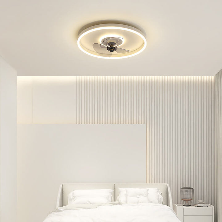 Nordic Simplistic Round Invisible LED Flush Mount Ceiling Fan Light-Orizon Depot