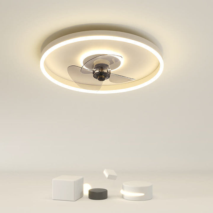 Nordic Simplistic Round Invisible LED Flush Mount Ceiling Fan Light-Orizon Depot