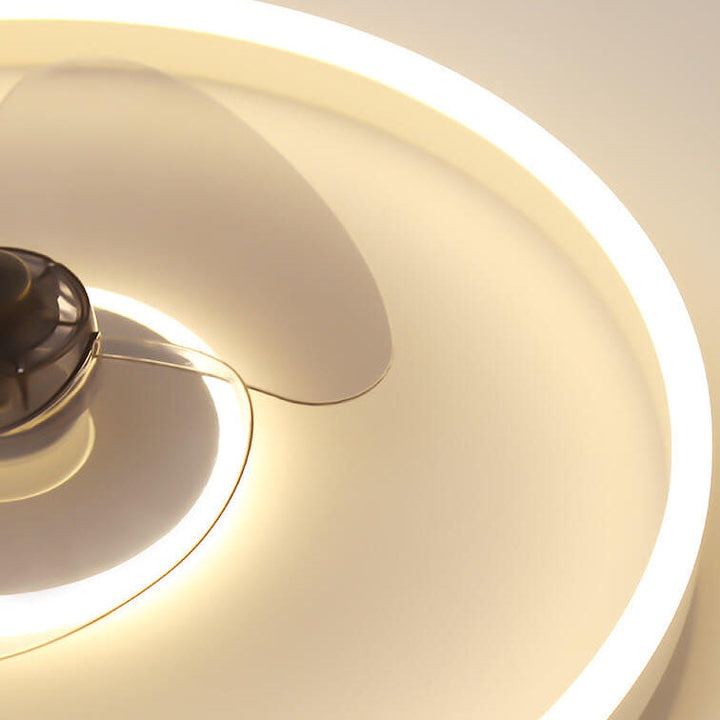 Nordic Simplistic Round Invisible LED Flush Mount Ceiling Fan Light-Orizon Depot