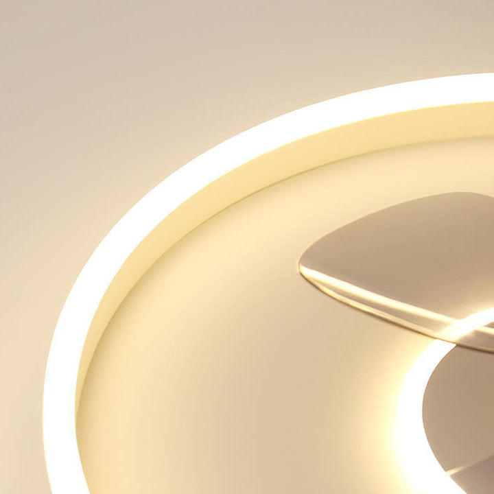 Nordic Simplistic Round Invisible LED Flush Mount Ceiling Fan Light-Orizon Depot