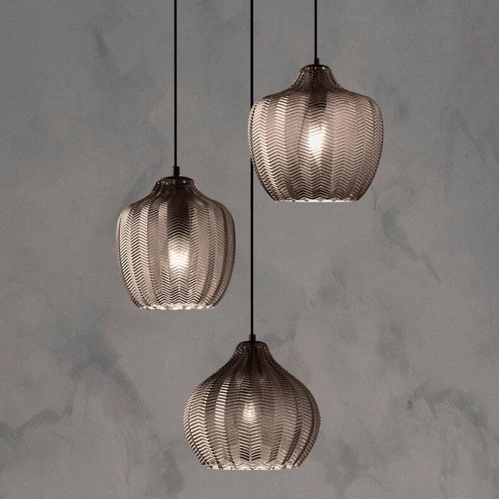 Nordic Wavy Glass Barrel Pendant Lamp-Orizon Depot