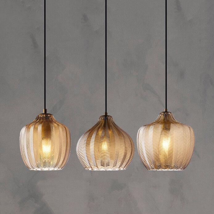 Nordic Wavy Glass Barrel Pendant Lamp-Orizon Depot