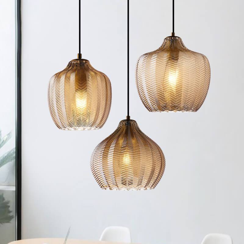 Nordic Wavy Glass Barrel Pendant Lamp-Orizon Depot