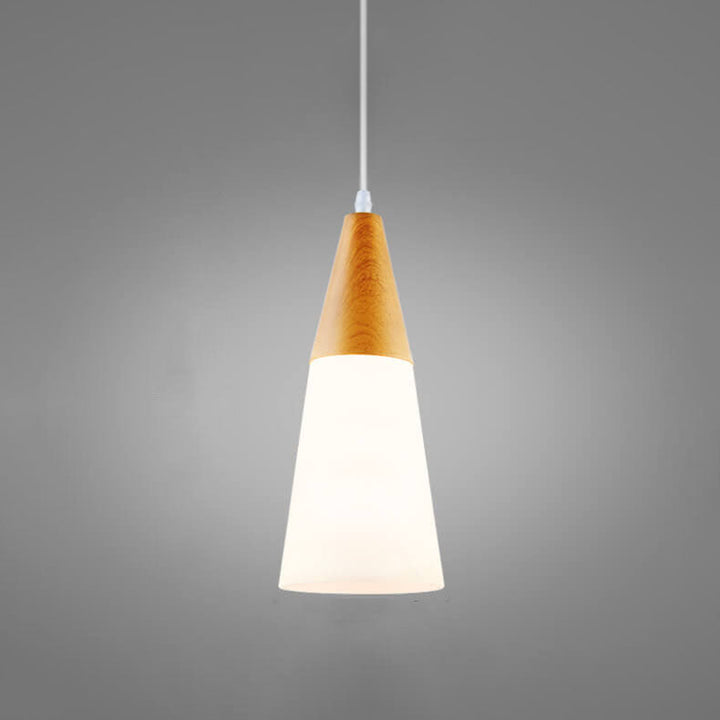 Nordic Wood Grain Glass Cone Shaped 1-Light Pendant Lamp-Orizon Depot