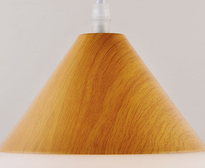 Nordic Wood Grain Glass Cone Shaped 1-Light Pendant Lamp-Orizon Depot