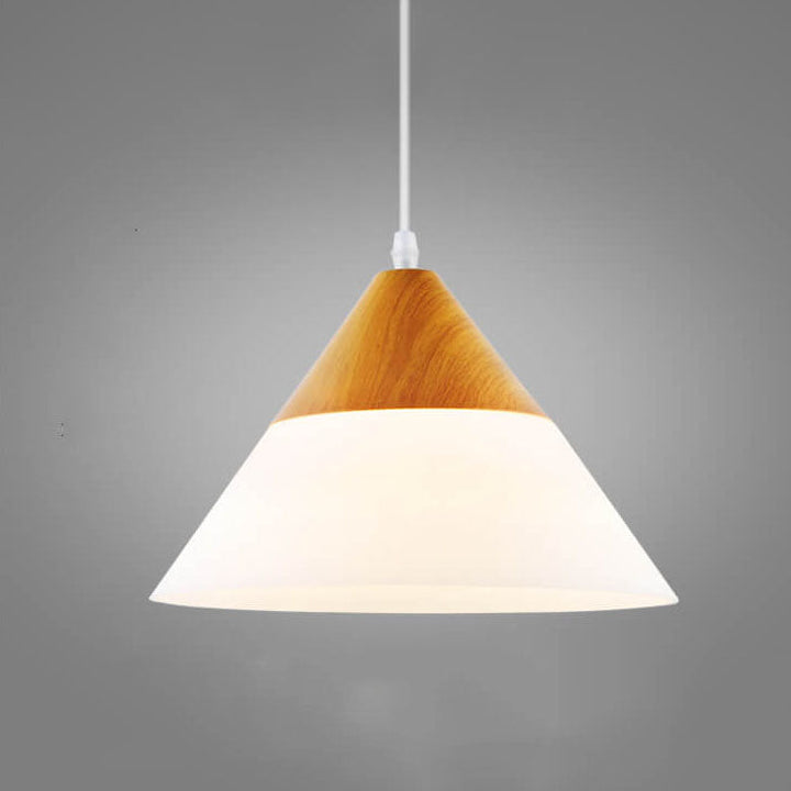 Nordic Wood Grain Glass Cone Shaped 1-Light Pendant Lamp-Orizon Depot