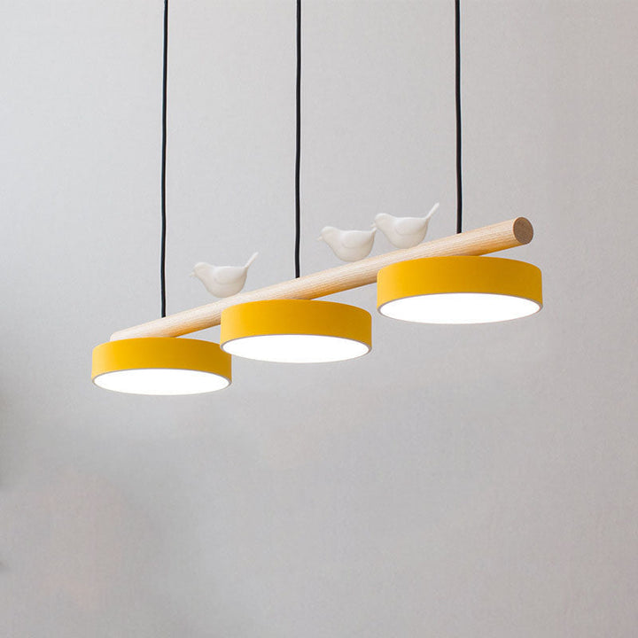 Nordic Creative Bird Wood Linear LED Island Chandelier-Orizon Depot