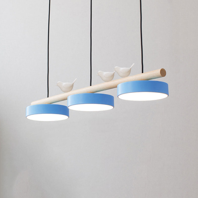 Nordic Creative Bird Wood Linear LED Island Chandelier-Orizon Depot