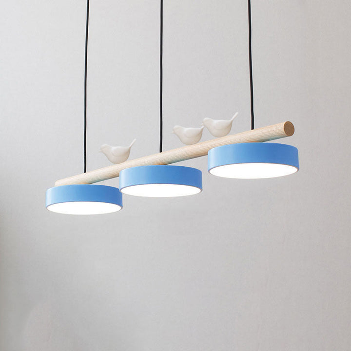 Nordic Creative Bird Wood Linear LED Island Chandelier-Orizon Depot