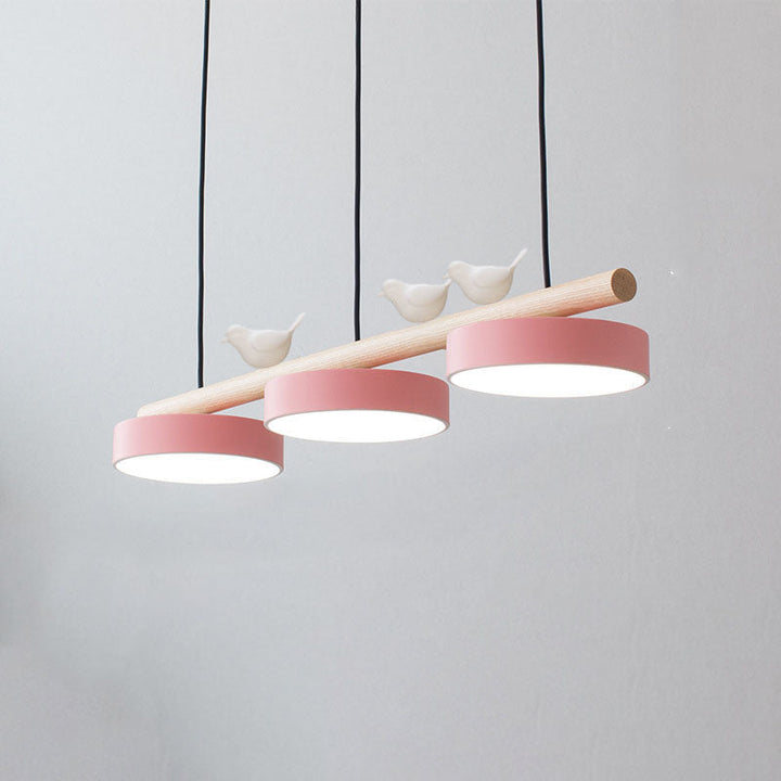 Nordic Creative Bird Wood Linear LED Island Chandelier-Orizon Depot