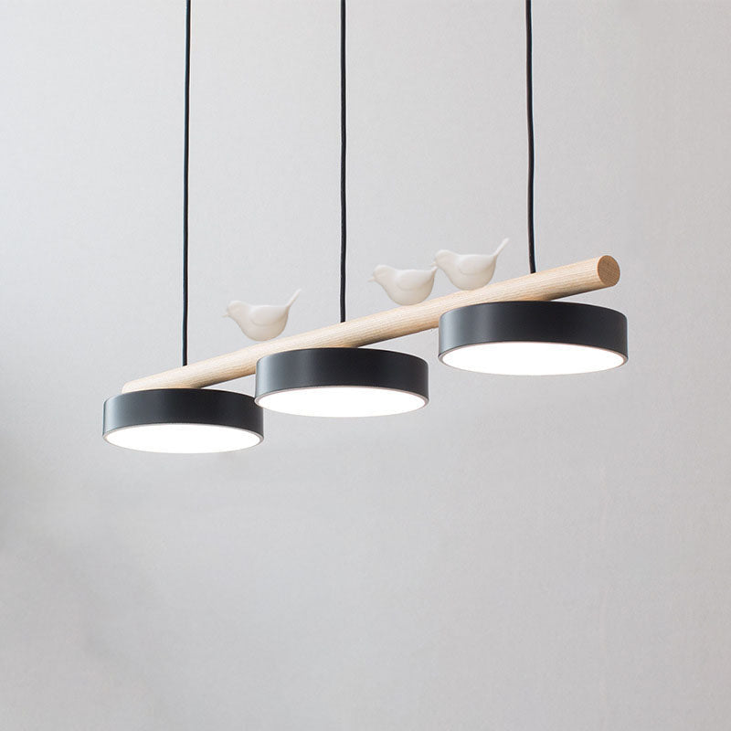 Nordic Creative Bird Wood Linear LED Island Chandelier-Orizon Depot