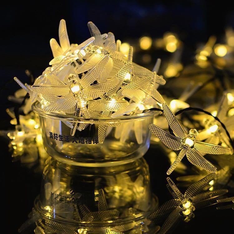 Outdoor Solar Dragonfly Waterproof LED Lights Festival Party Decoration String Lamp-Orizon Depot