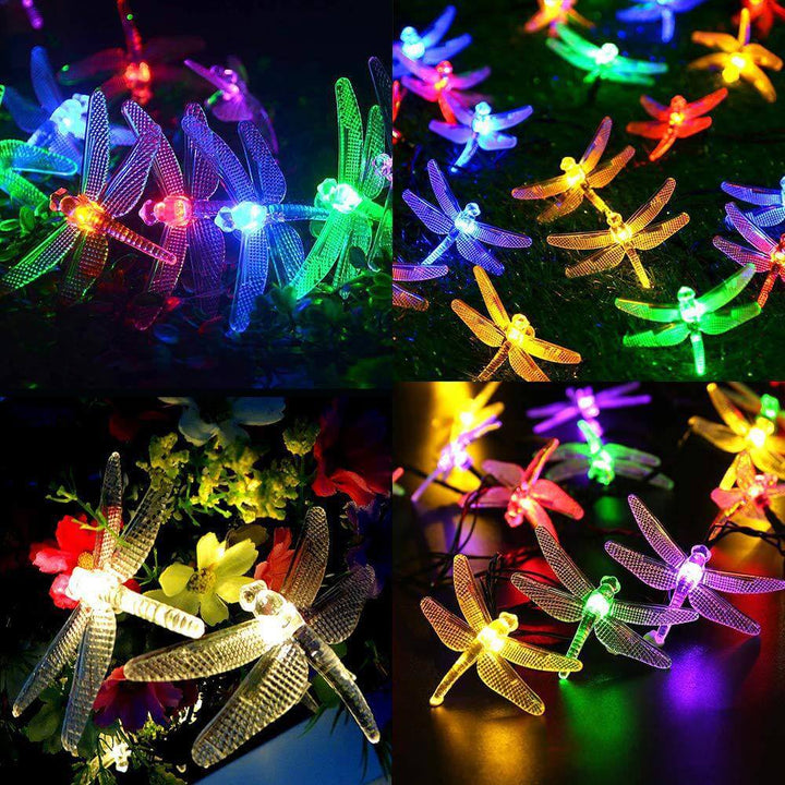 Outdoor Solar Dragonfly Waterproof LED Lights Festival Party Decoration String Lamp-Orizon Depot