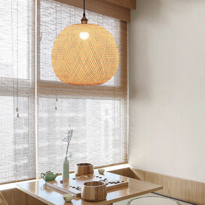 Japanese Bamboo Weaving Pendant Light for Zen Interiors-Orizon Depot