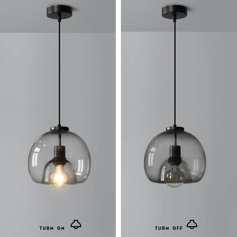 Minimalist Smoke Gray 1-Light Hand-Blown Glass Dome Pendant Lamp-Orizon Depot