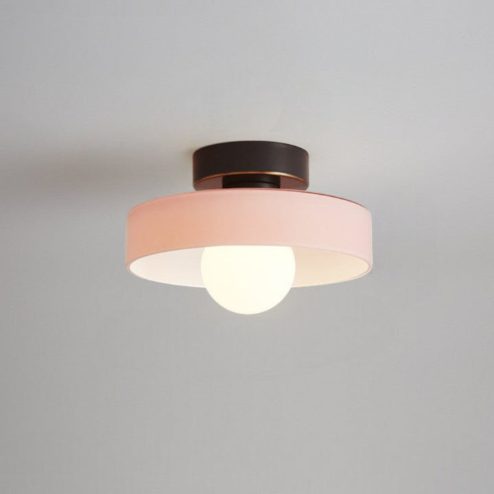 Minimalist Brass and Glass Ceiling Lamp in French Bauhaus Style