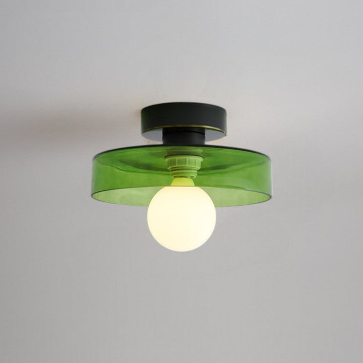 Minimalist Brass and Glass Ceiling Lamp in French Bauhaus Style
