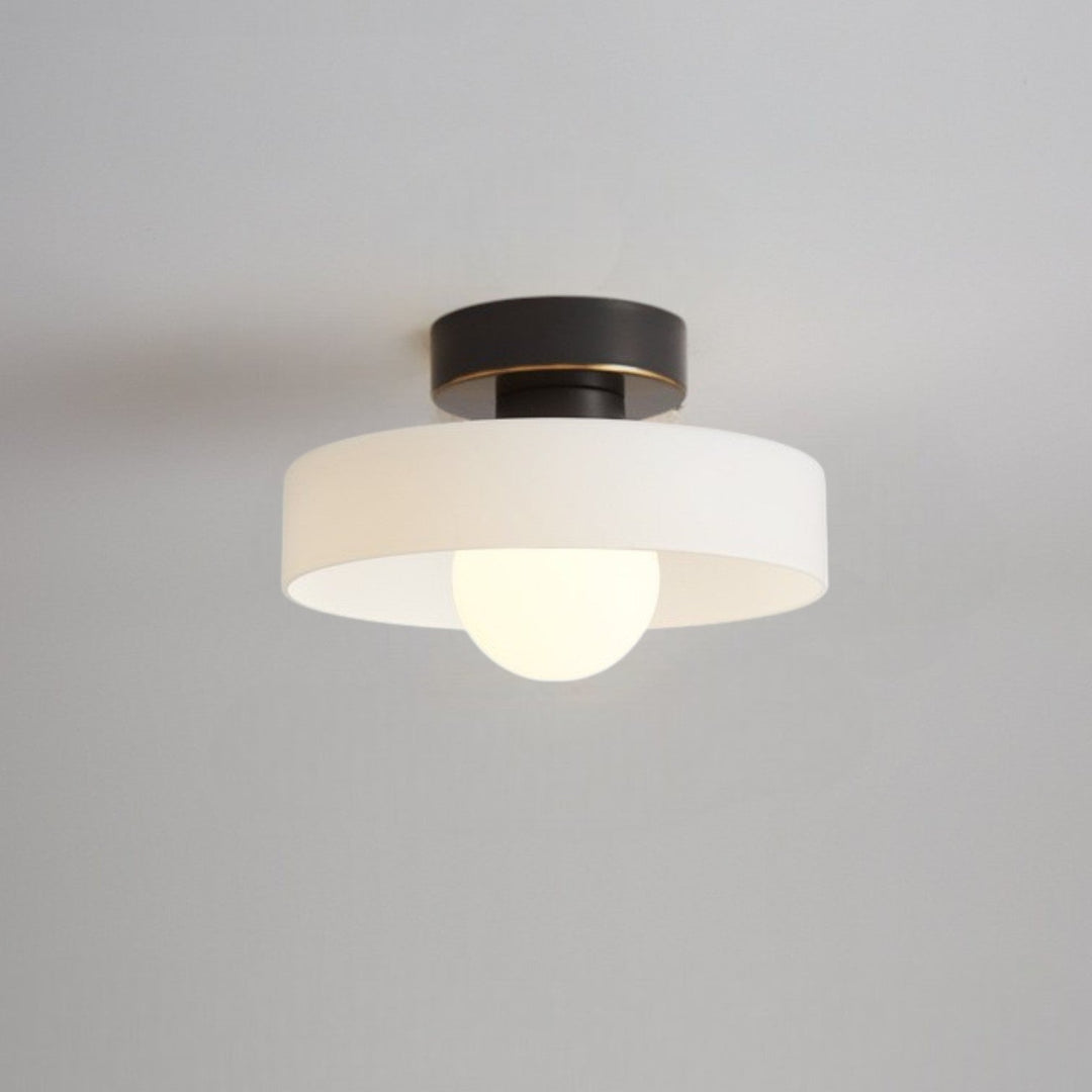 Minimalist Brass and Glass Ceiling Lamp in French Bauhaus Style