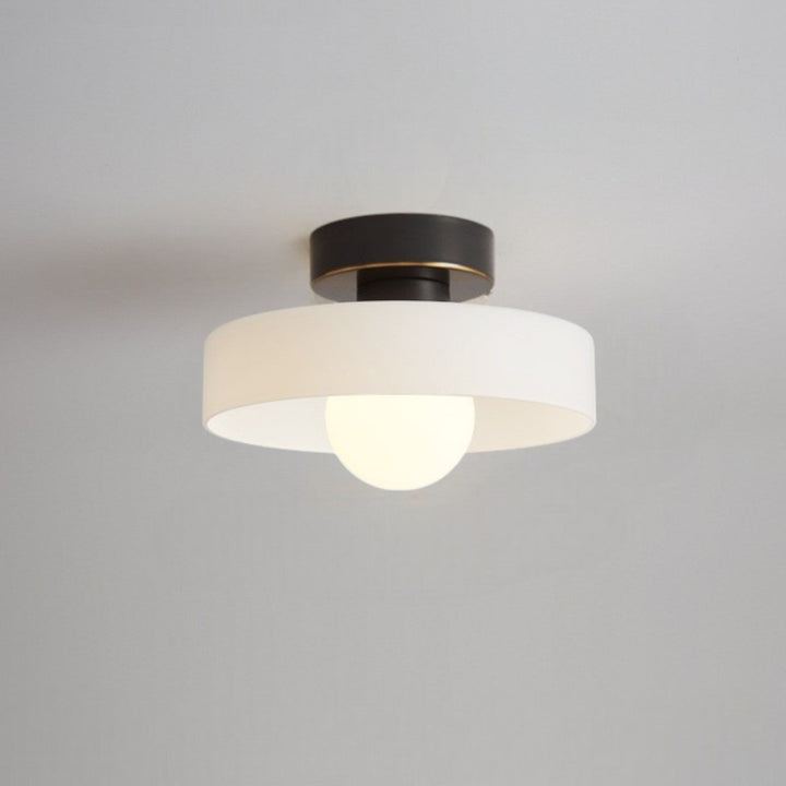 Minimalist Brass and Glass Ceiling Lamp in French Bauhaus Style