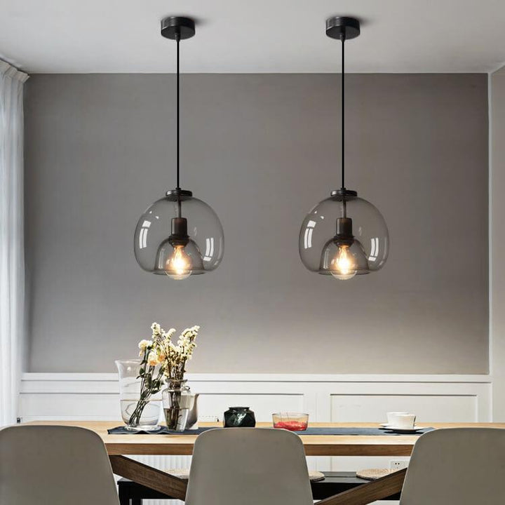 Minimalist Smoke Gray 1-Light Hand-Blown Glass Dome Pendant Lamp-Orizon Depot