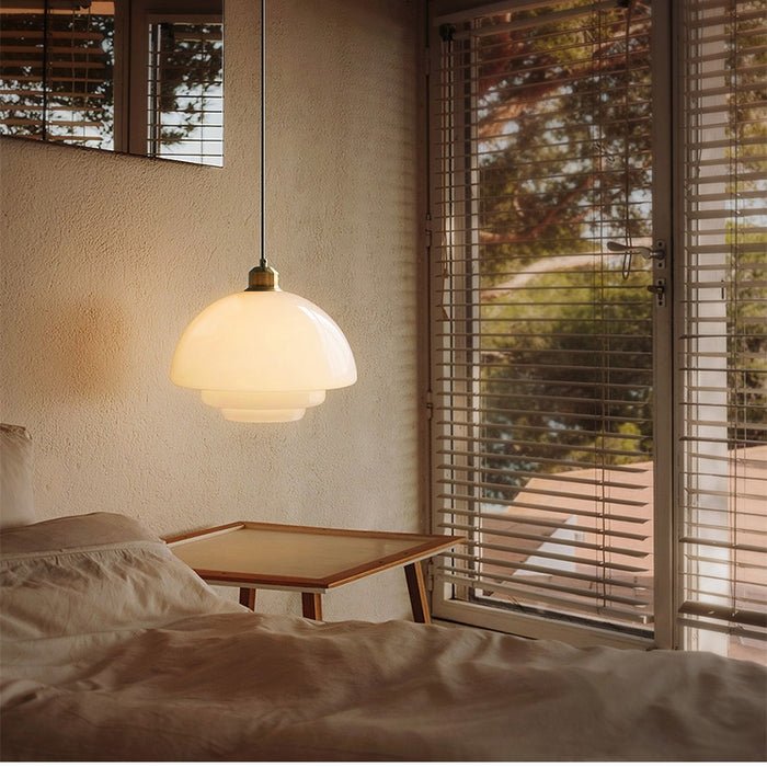 Modern White Glass Pendant Light | Mid-Century Style Fixture