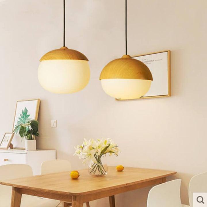 Modern Beige Style Nut 1-Light Globe Pendant Lamp-Orizon Depot