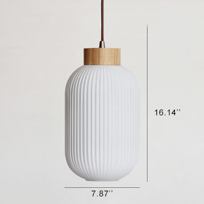 Japanese Style Striped Glass Jar Pendant Lamp-Orizon Depot