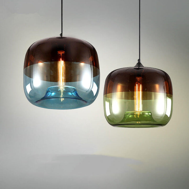 Retro Colorful Glass Style 1-Light Drum Pendant Lamp-Orizon Depot