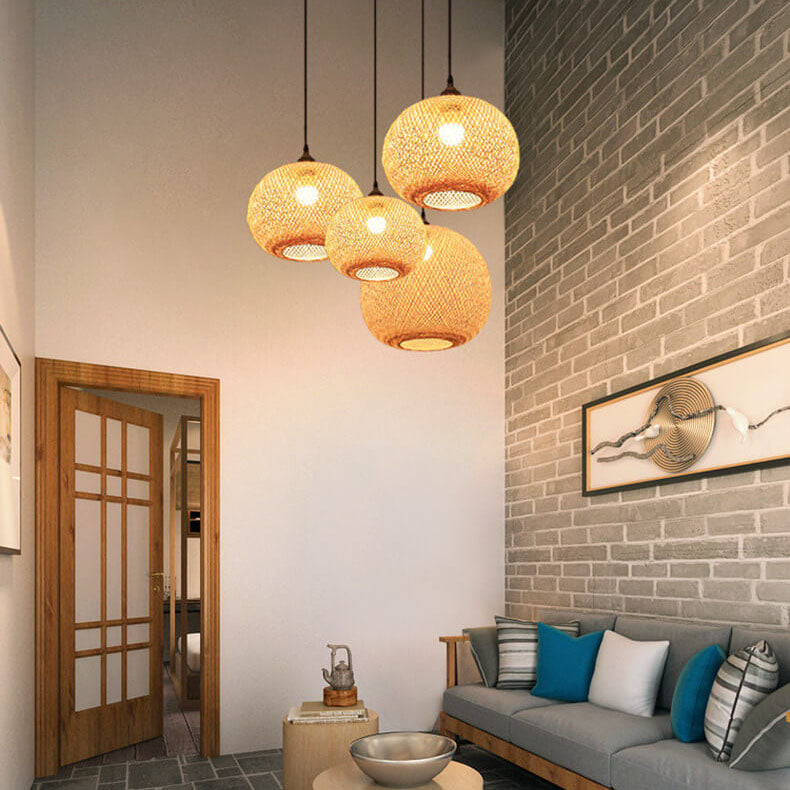 Japanese Bamboo Weaving Pendant Light for Zen Interiors-Orizon Depot