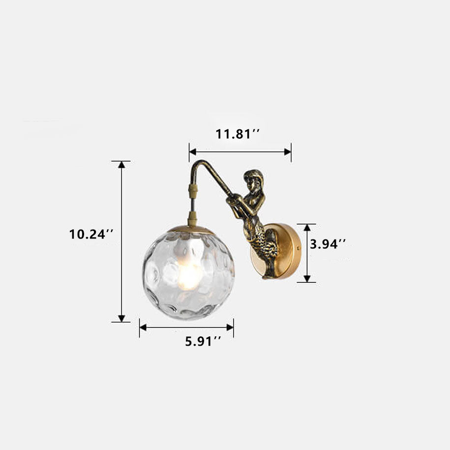 Vintage Style Mermaid Orb 1-Light Wall Sconce Lamp