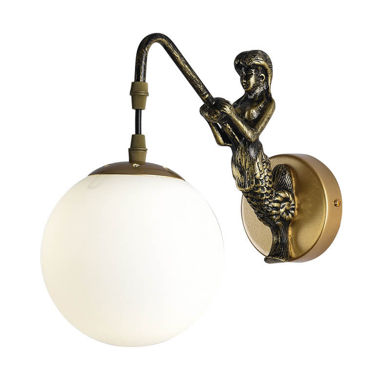 Vintage Style Mermaid Orb 1-Light Wall Sconce Lamp