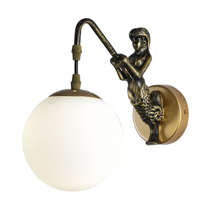 Vintage Style Mermaid Orb 1-Light Wall Sconce Lamp-Orizon Depot